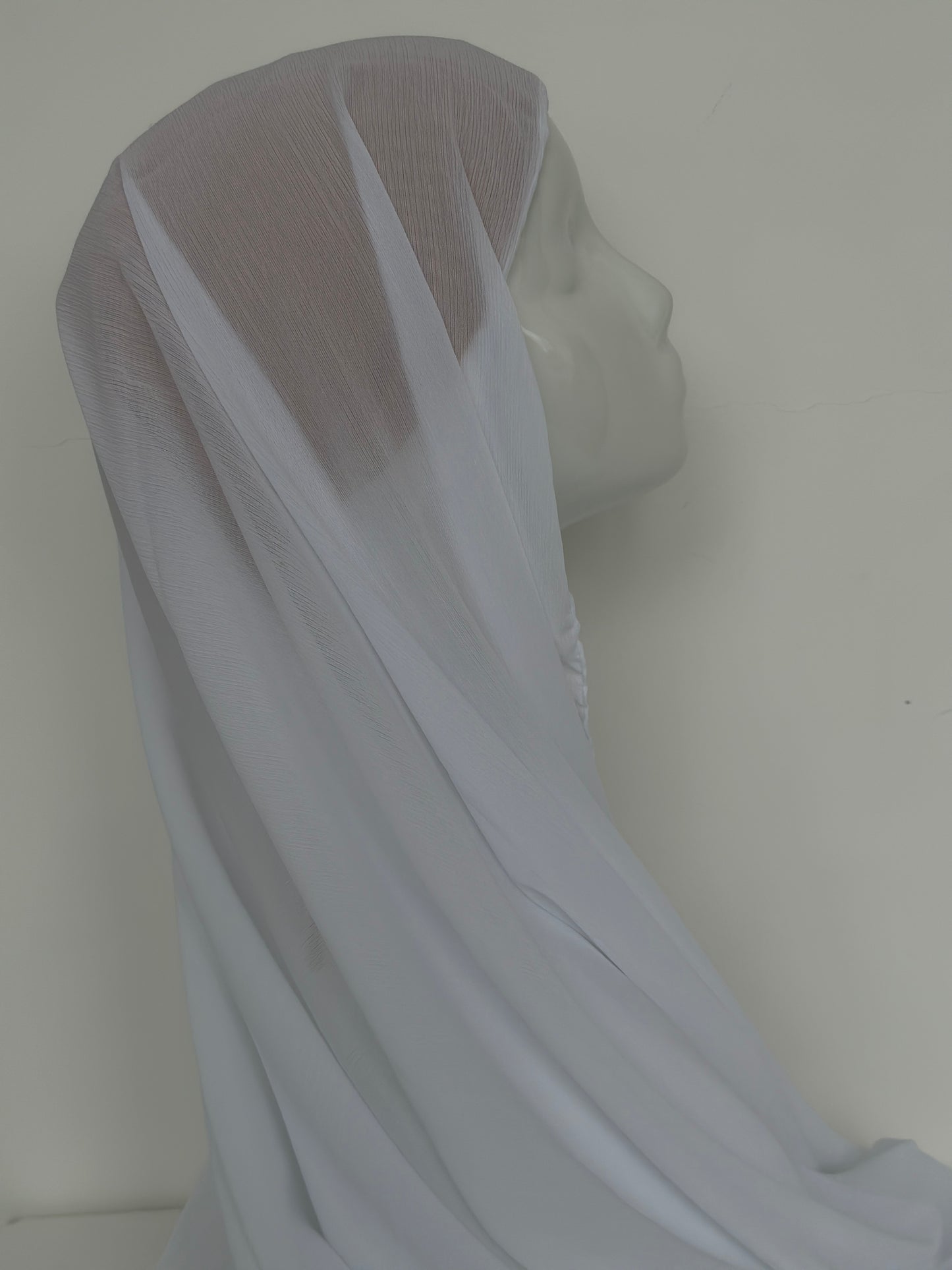 HIJAB MOUSSELINE RAYÉ Á ENFILER BLANC