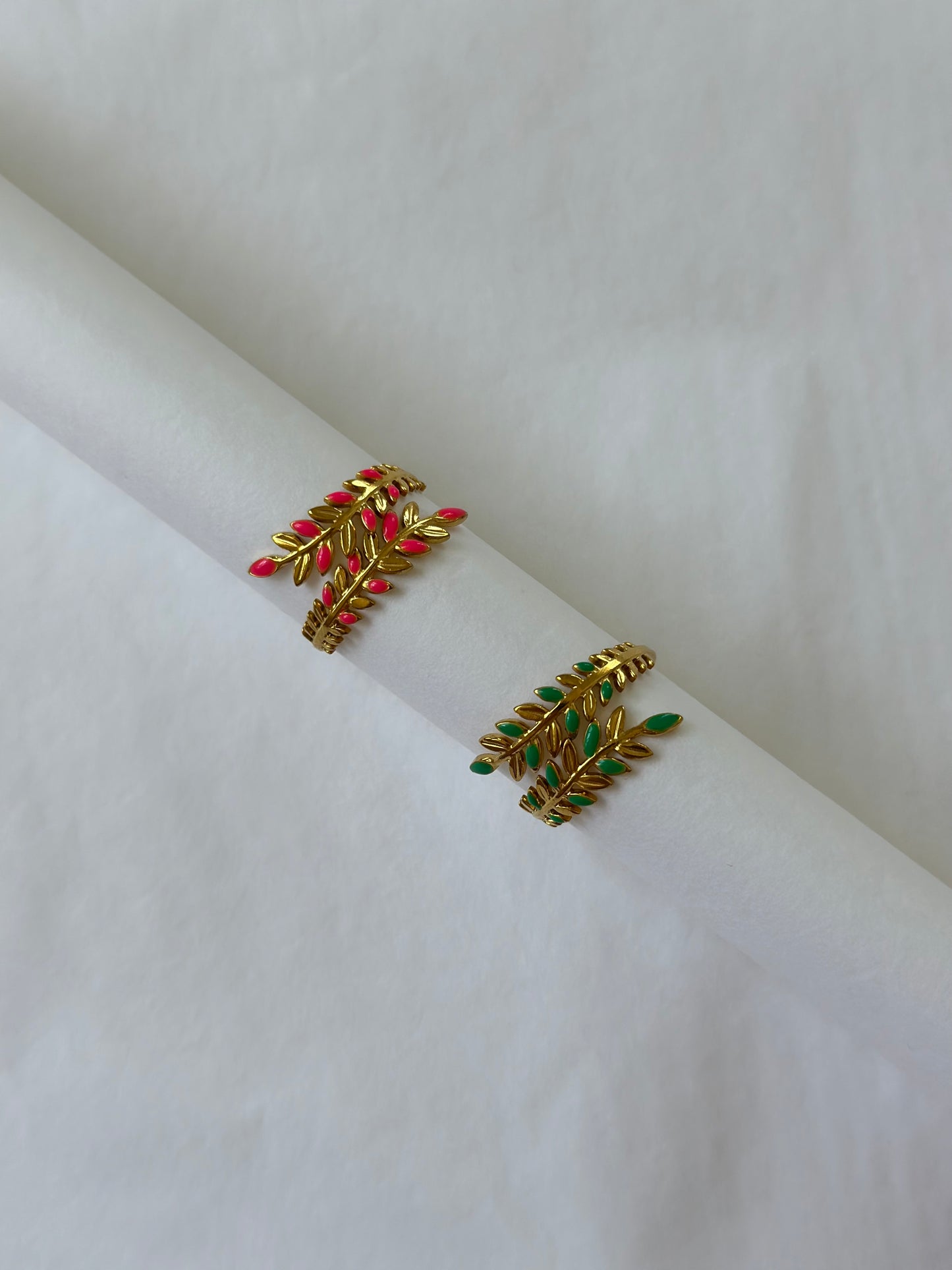BAGUE FEUILLE VERT AJUSTABLE