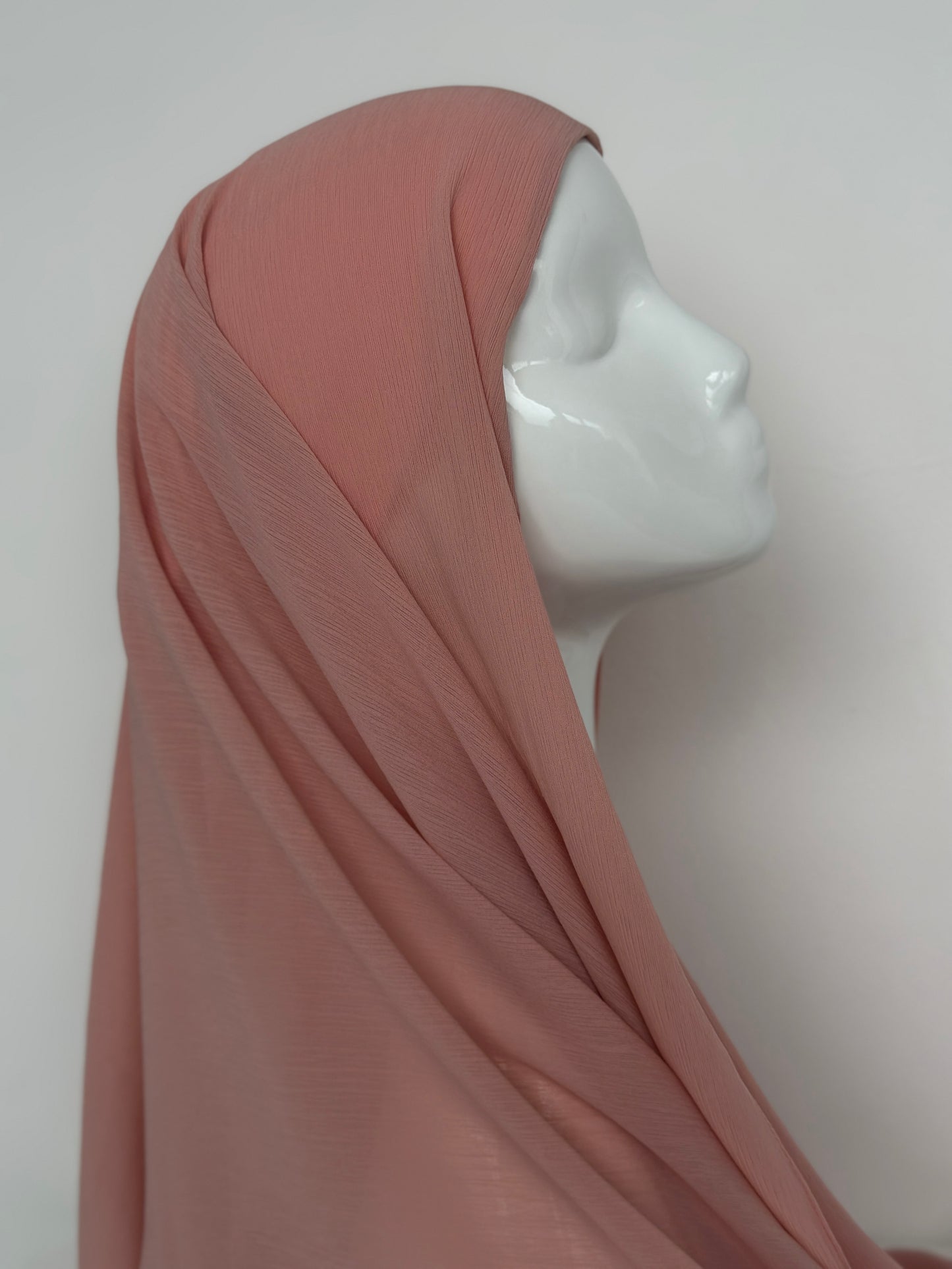 HIJAB MOUSSELINE RAYE À ENFILER PÊCHE
