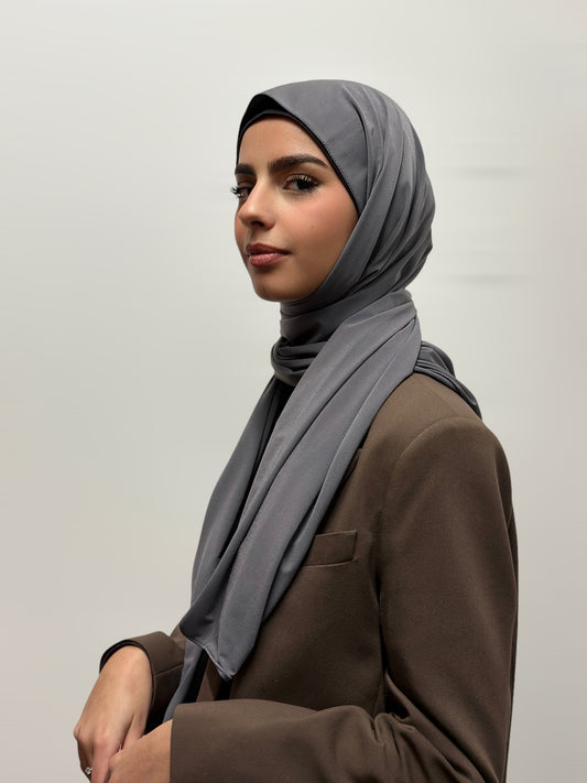 HIJAB JERSEY PREMIUM GRIS FONCÉ