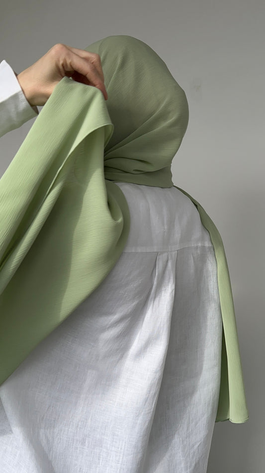 HIJAB MOUSSELINE RAYÉ À ENFILER MENTHE